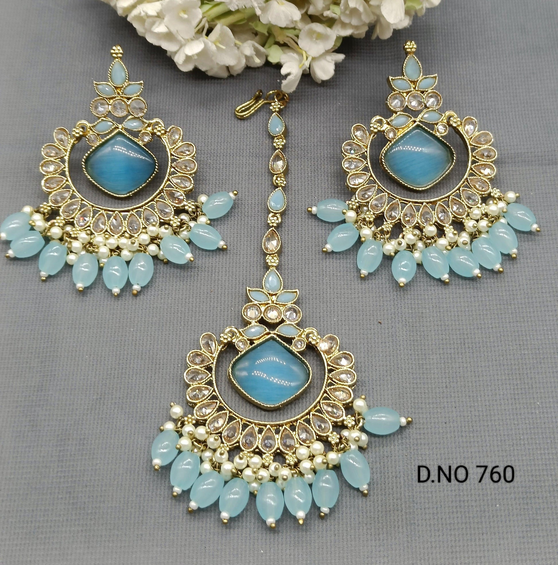 Polki Earring & Tica Mehndi Sku- 760 A1 - rchiecreation