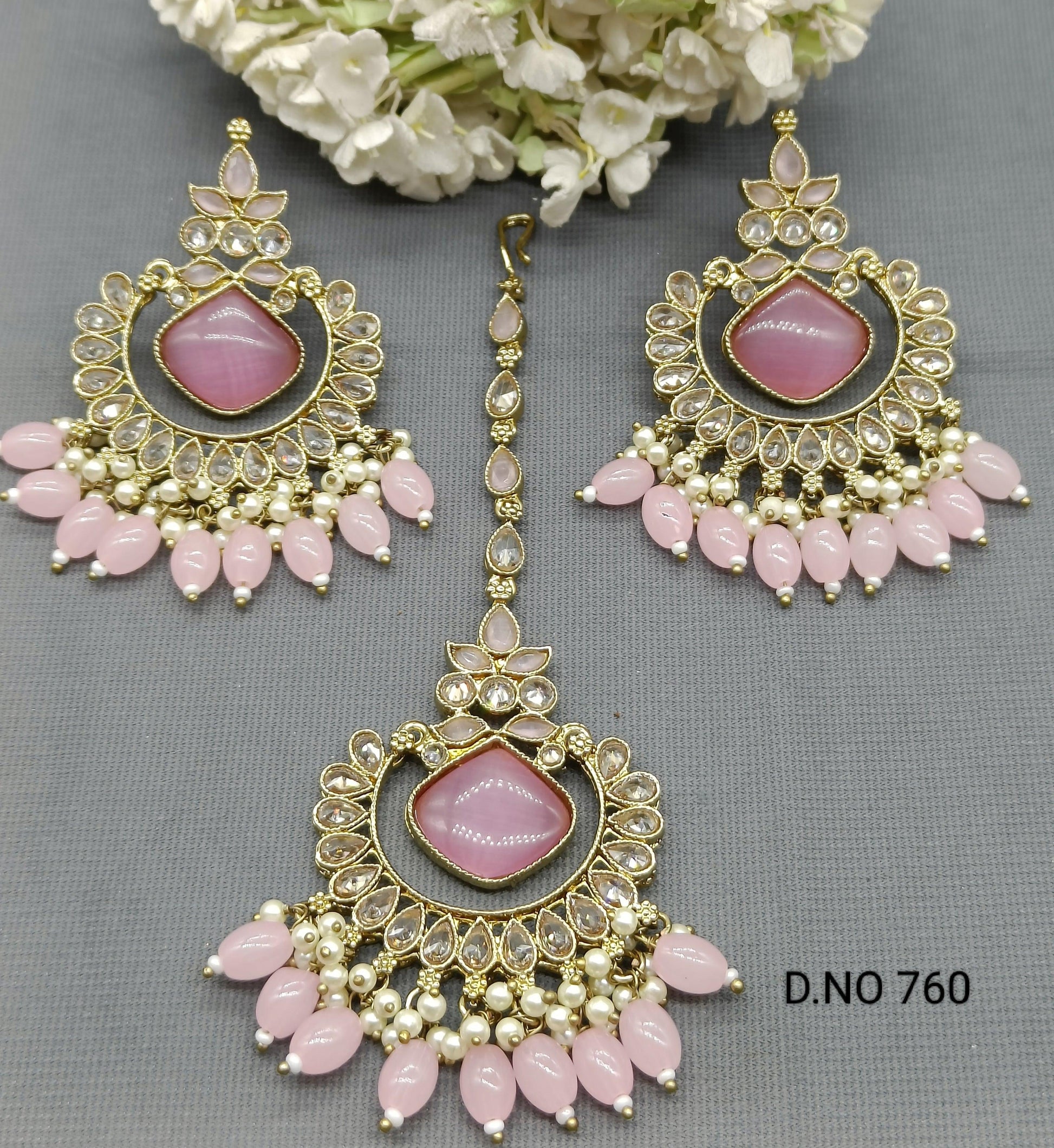Polki Earring & Tica Mehndi Sku- 760 A1 - rchiecreation