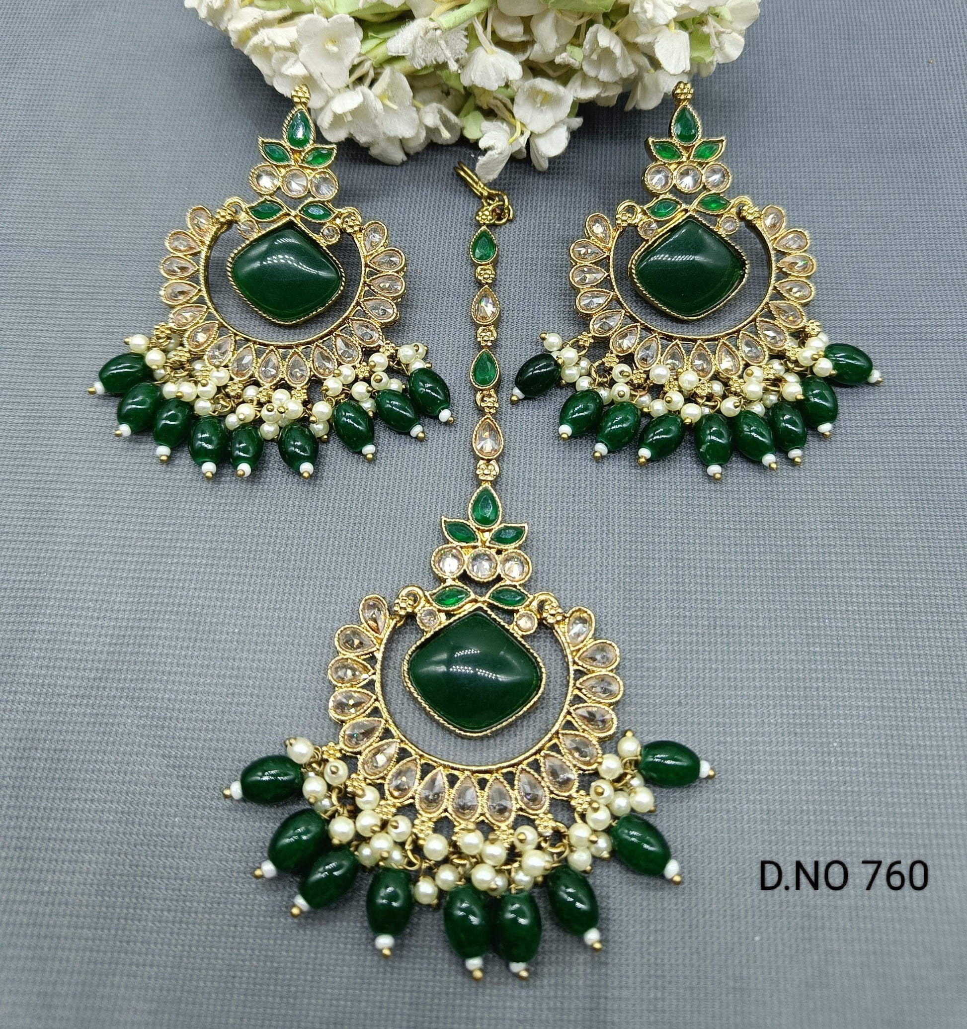 Polki Earring & Tica Mehndi Sku- 760 A1 - rchiecreation