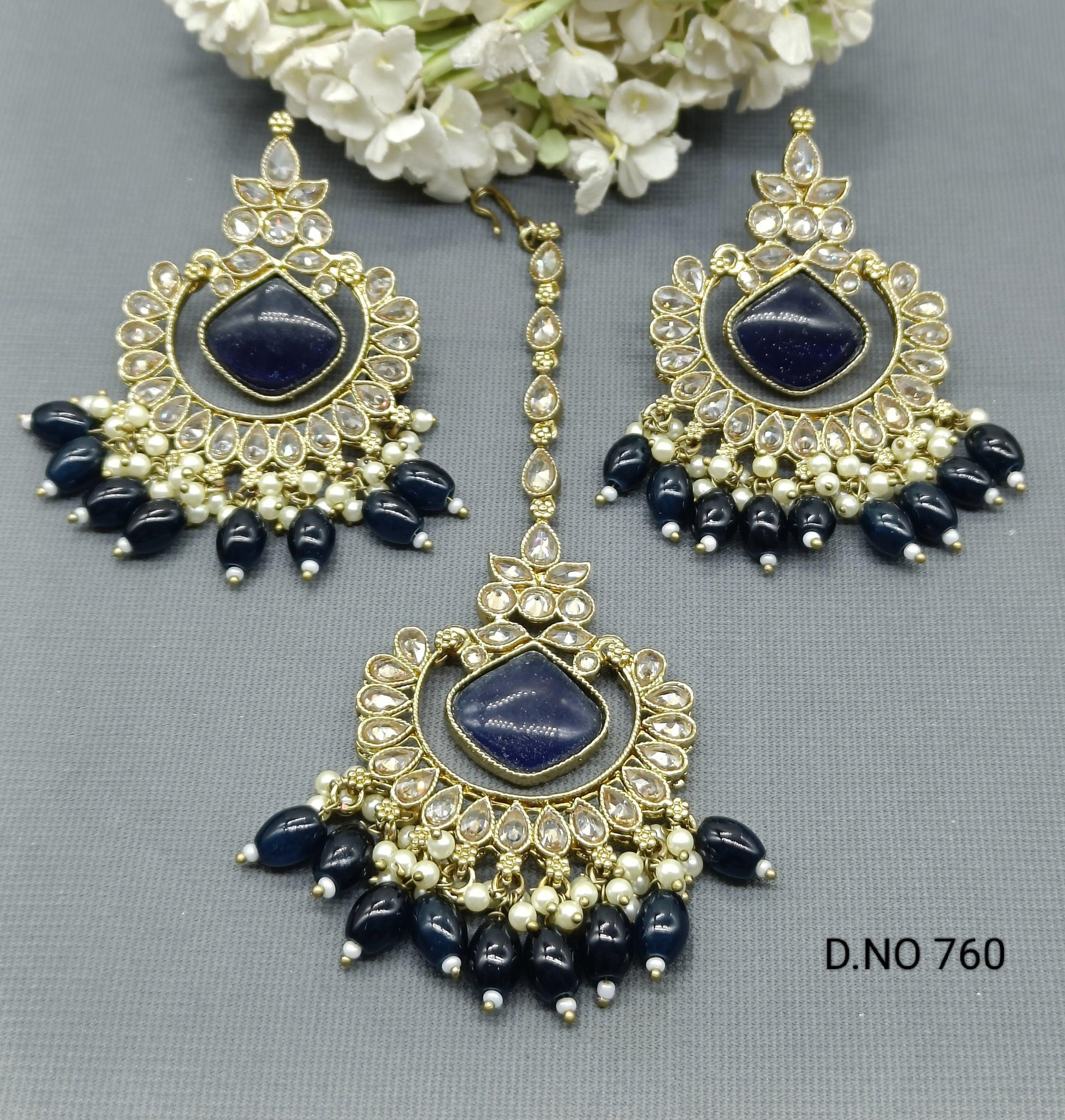 Polki Earring & Tica Mehndi Sku- 760 A1 - rchiecreation