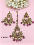 Polki Earring & Tica Mehndi Sku-761 A1 - rchiecreation