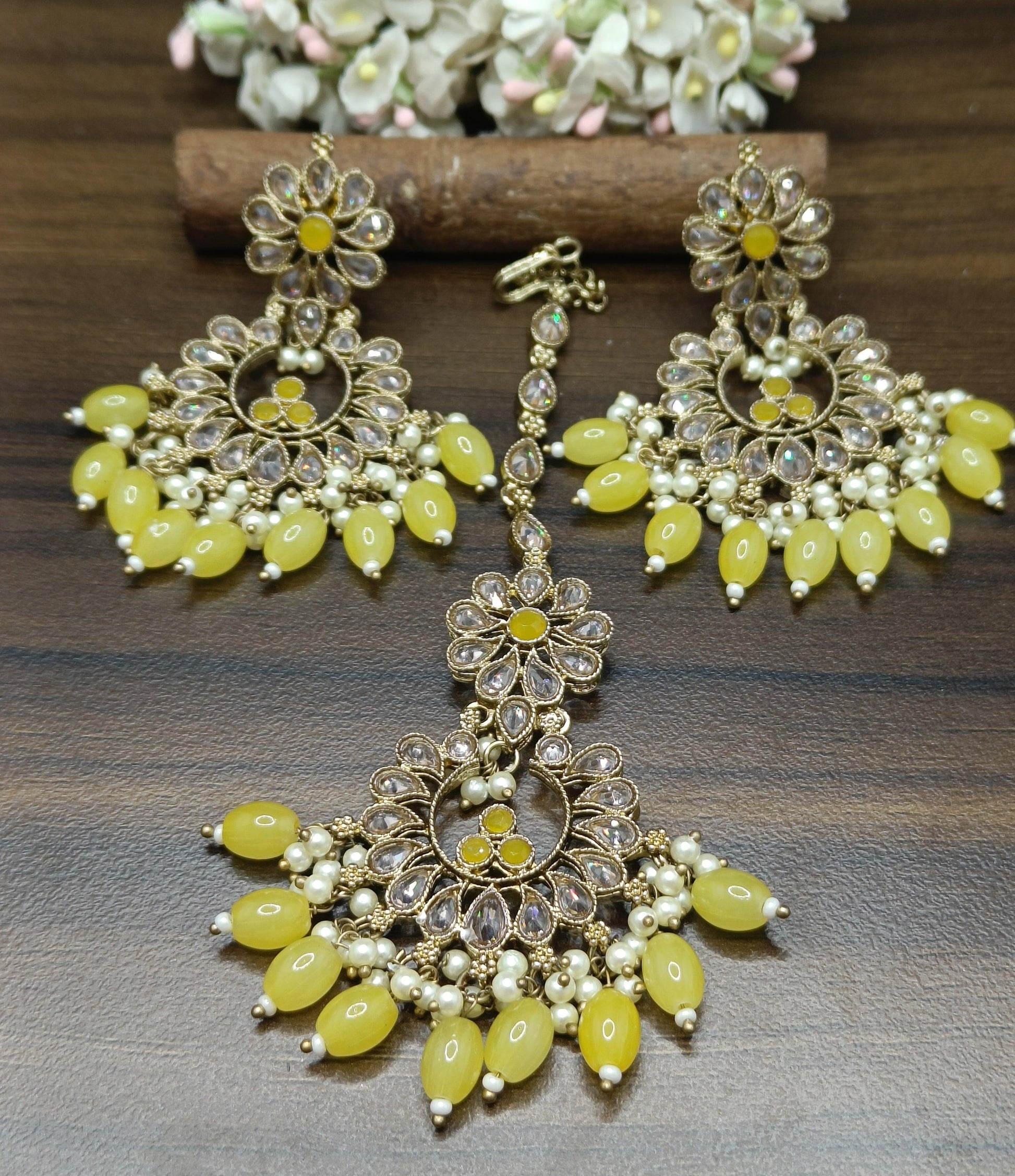 Polki Earring & Tica Mehndi Sku 783 A2 - rchiecreation