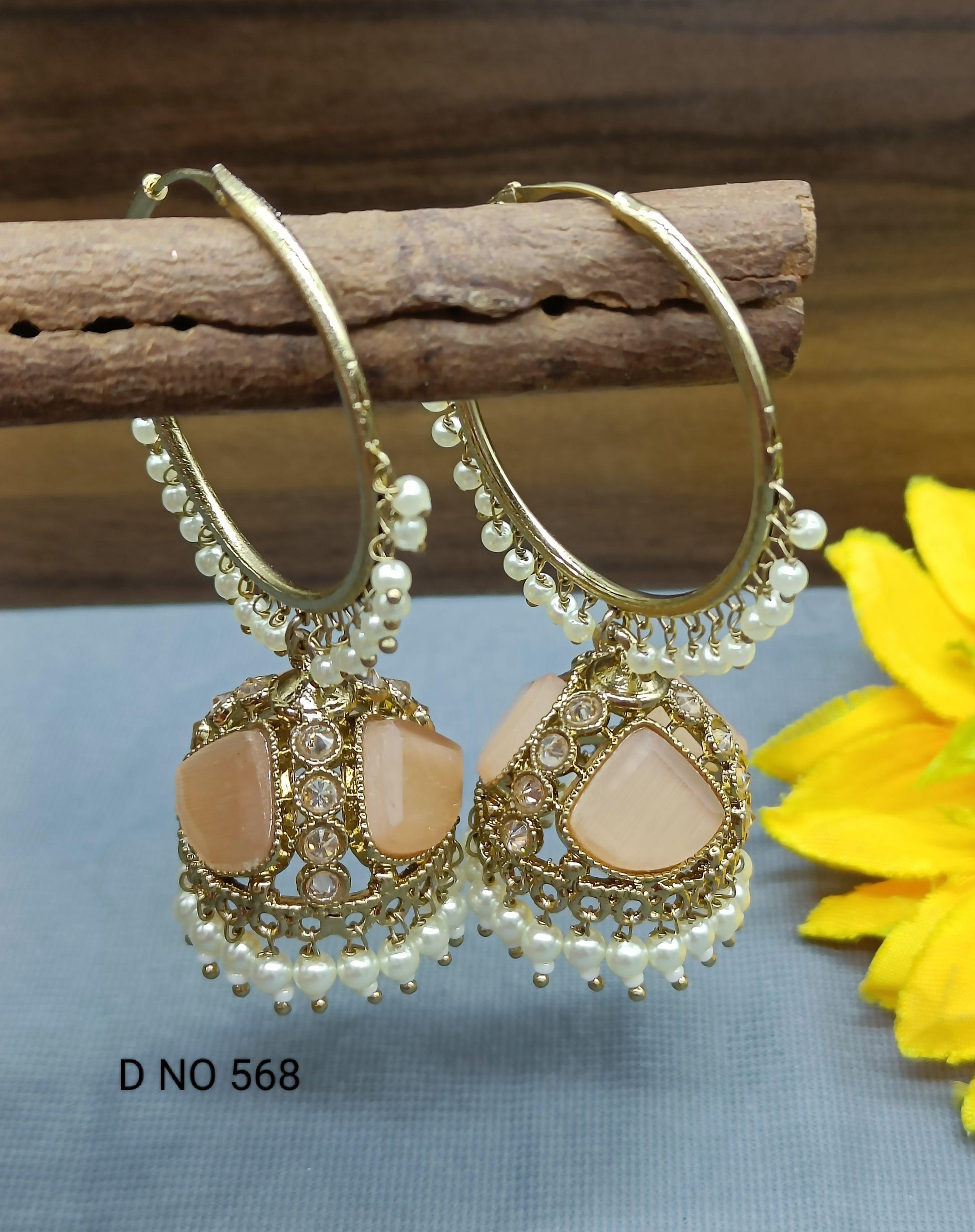 Polki Earring Mehndi Bali Jhumki Sku-568 E3 - rchiecreation