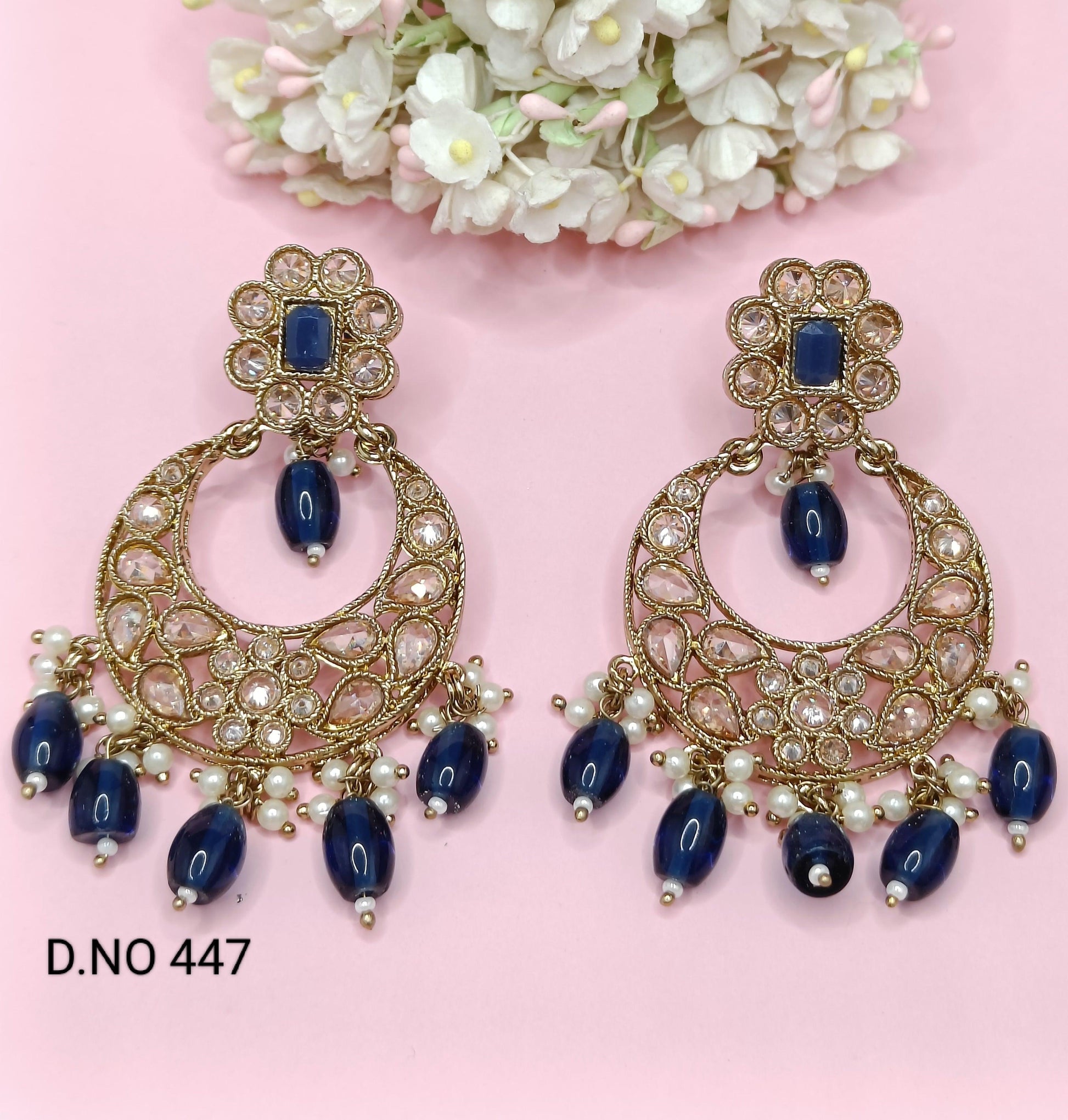 Polki Earring Mehndi Sku- 447 A1 - rchiecreation
