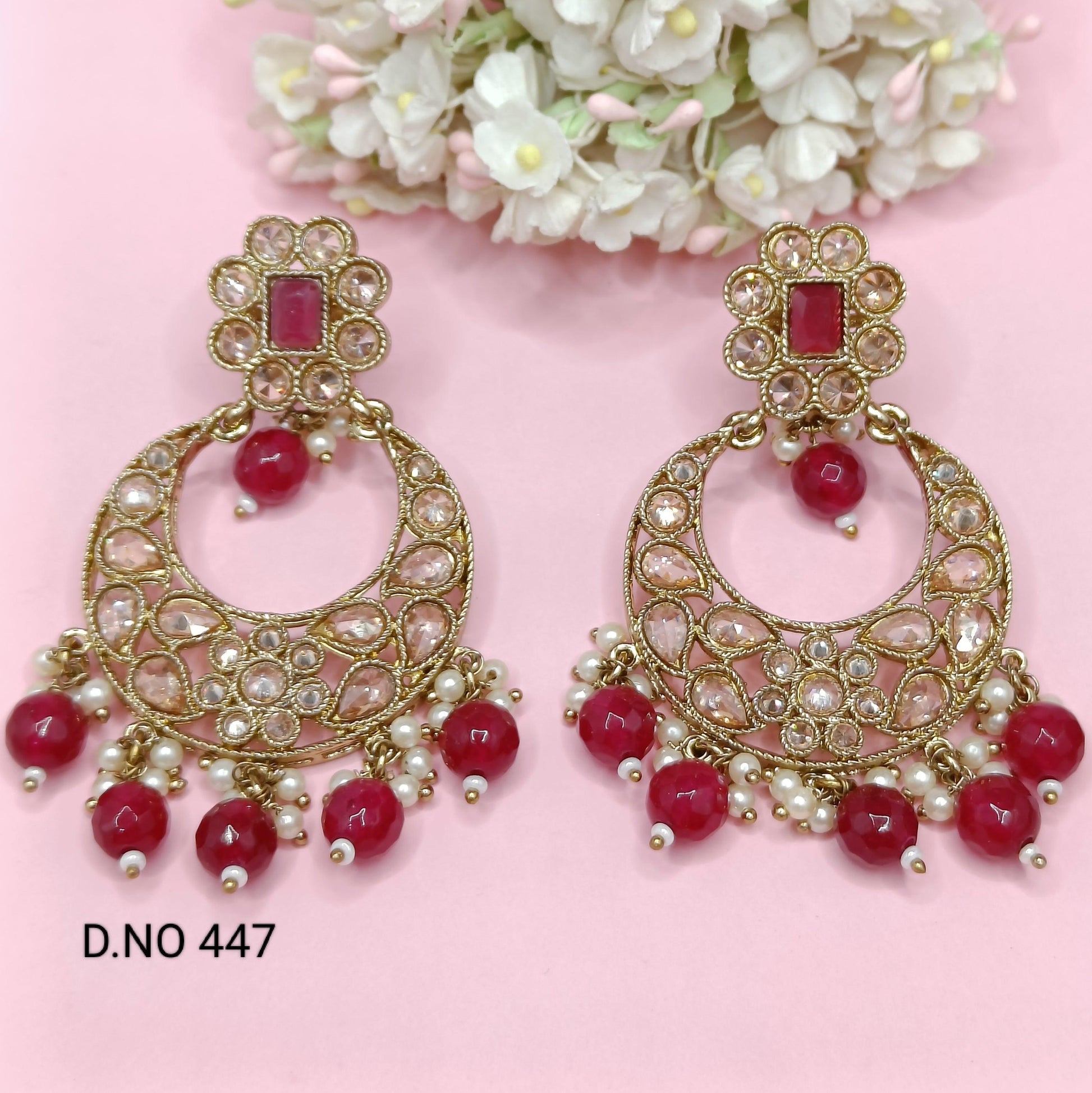 Polki Earring Mehndi Sku- 447 A1 - rchiecreation