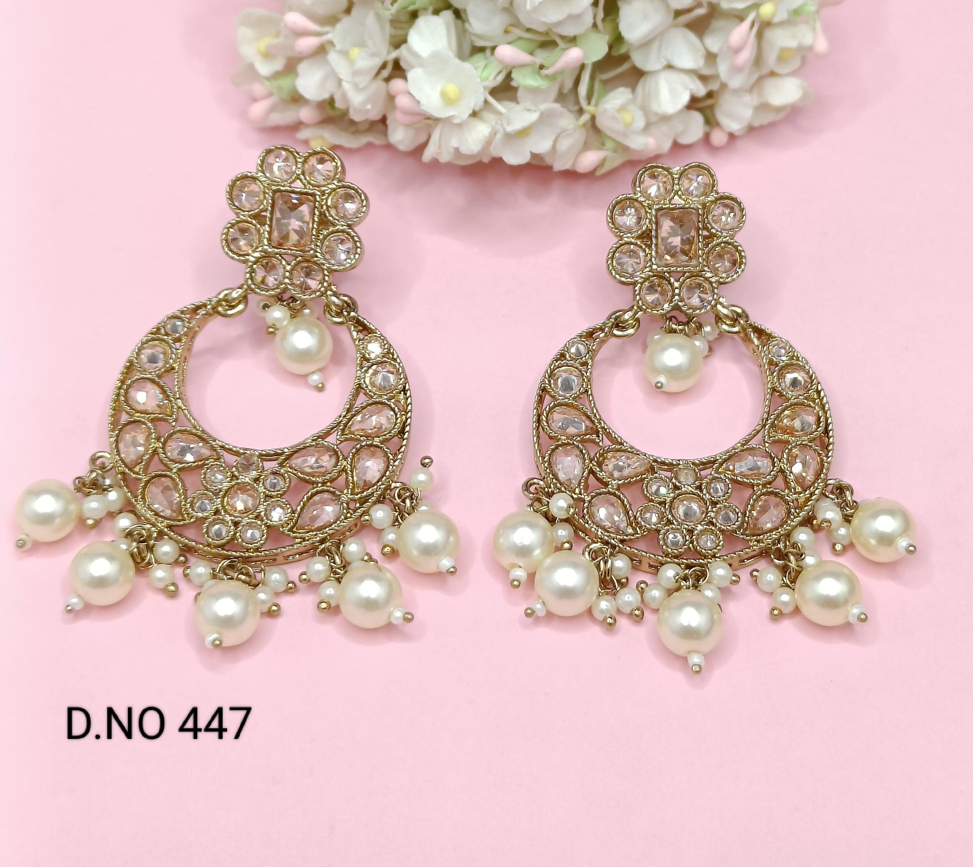 Polki Earring Mehndi Sku- 447 A1 - rchiecreation