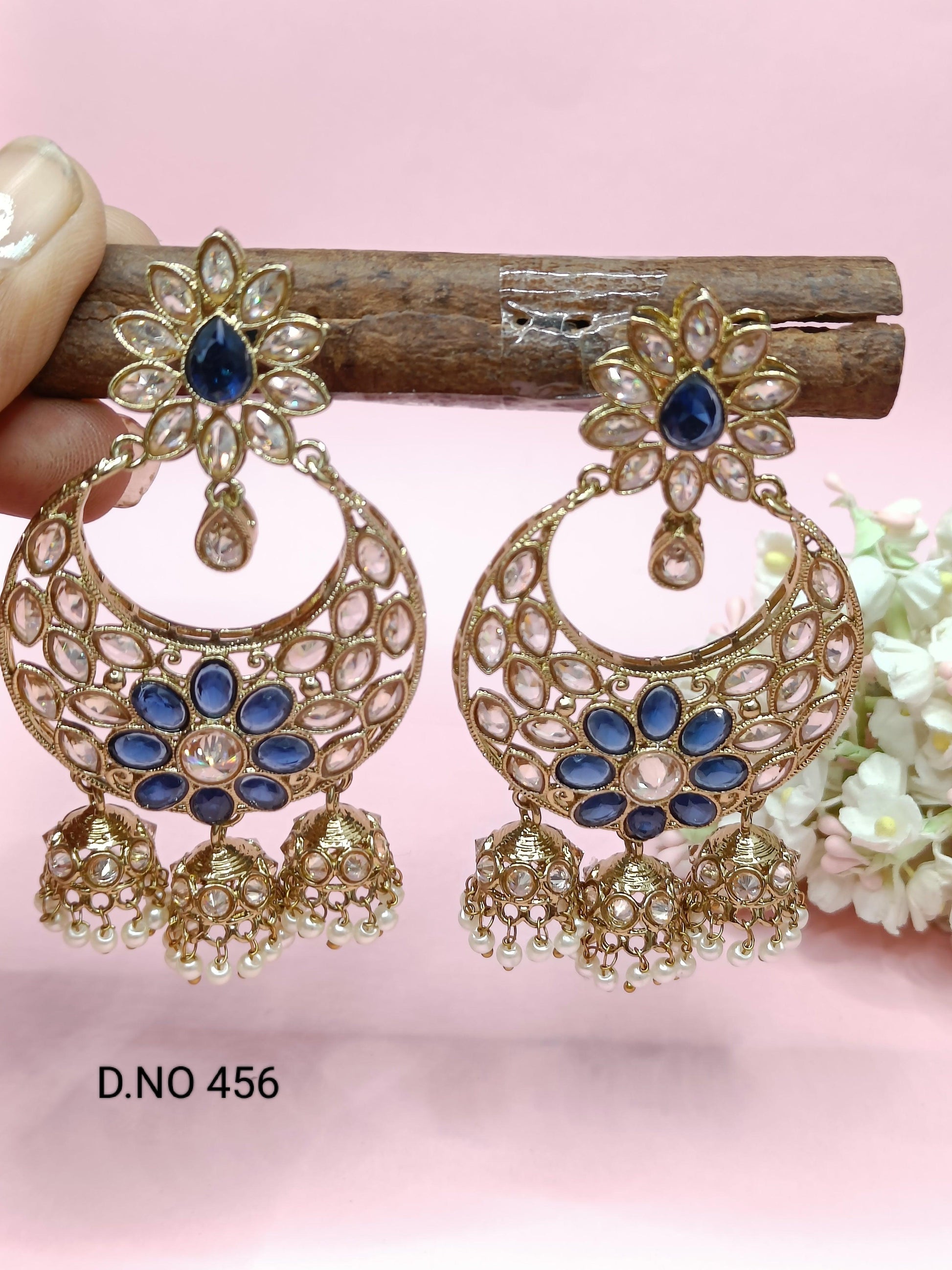 Polki Earring Mehndi Sku-456 A1 - rchiecreation