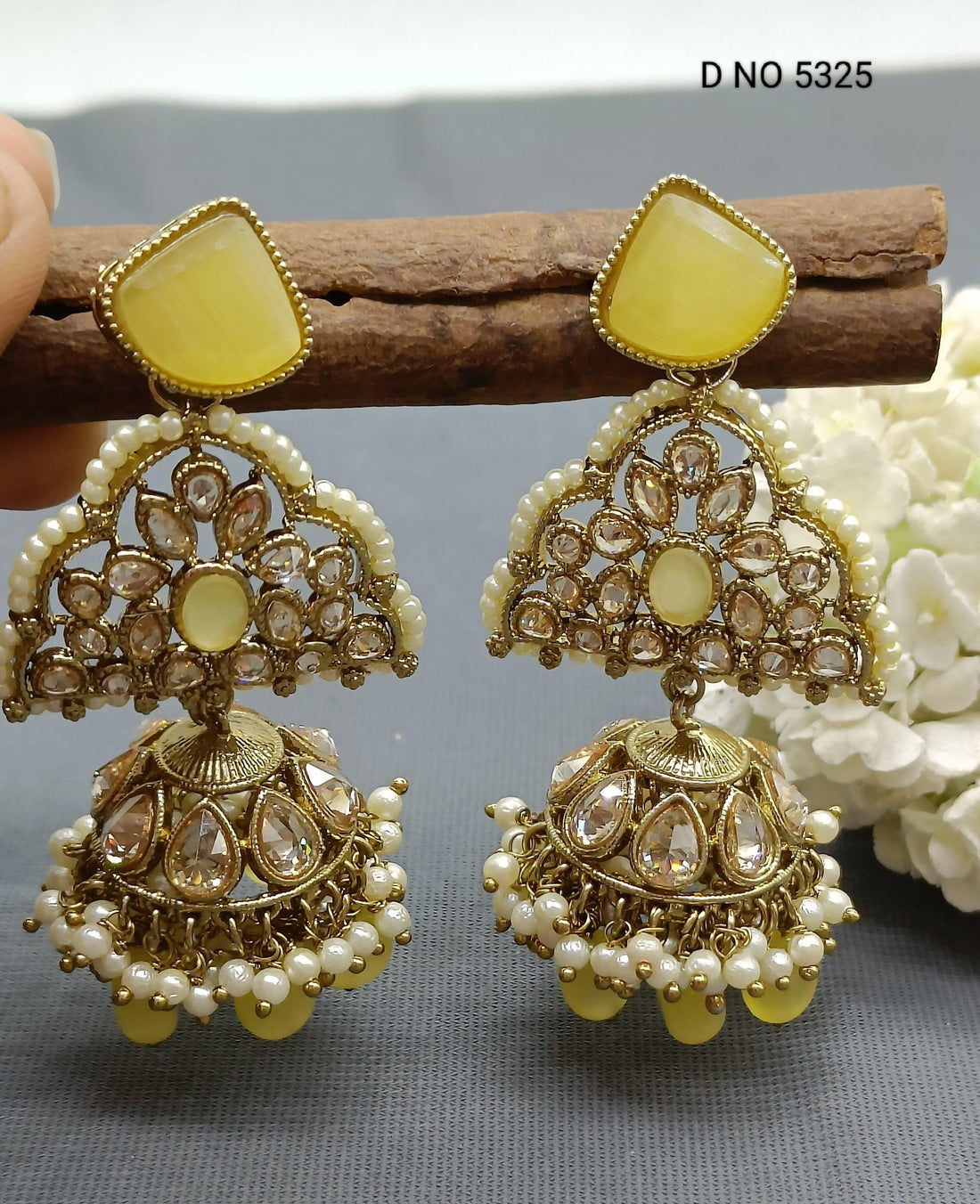 Polki Earring Mehndi Sku 5325 A3 - rchiecreation