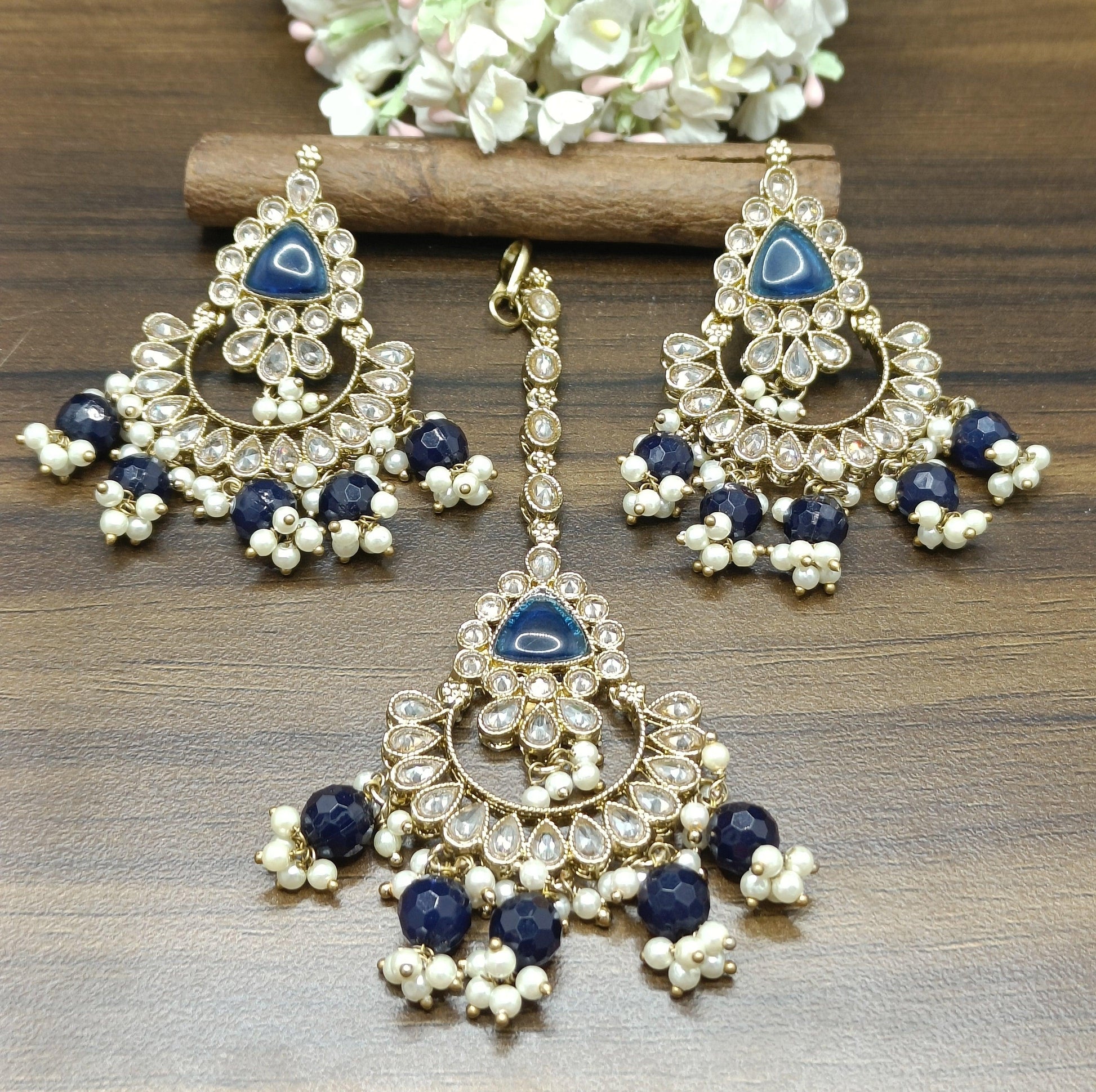 Polki Earring Mehndi Sku 678 A2 - rchiecreation