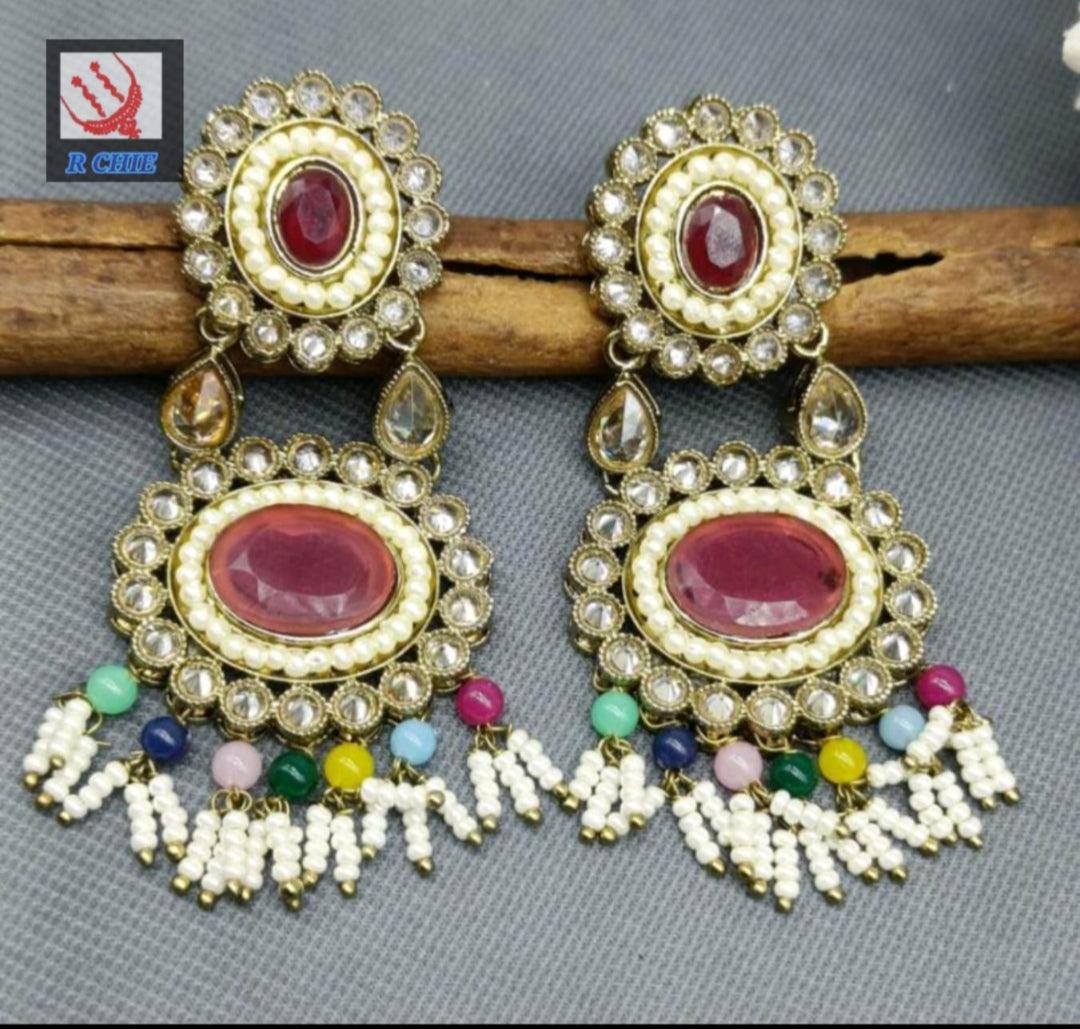 Polki Earring Mehndi Sku- 766 A2 - rchiecreation