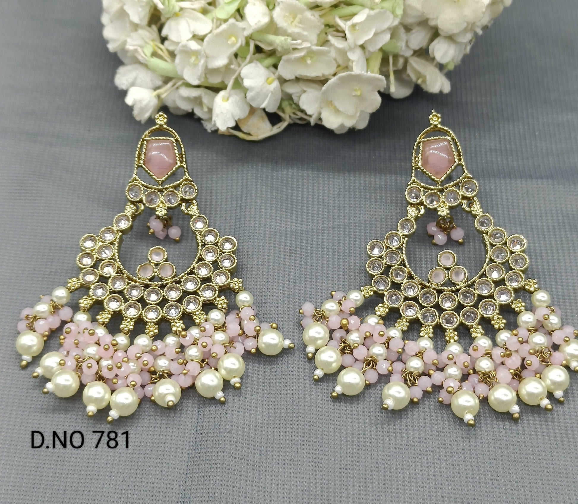 Polki Earring Mehndi Sku 781 E1 - rchiecreation
