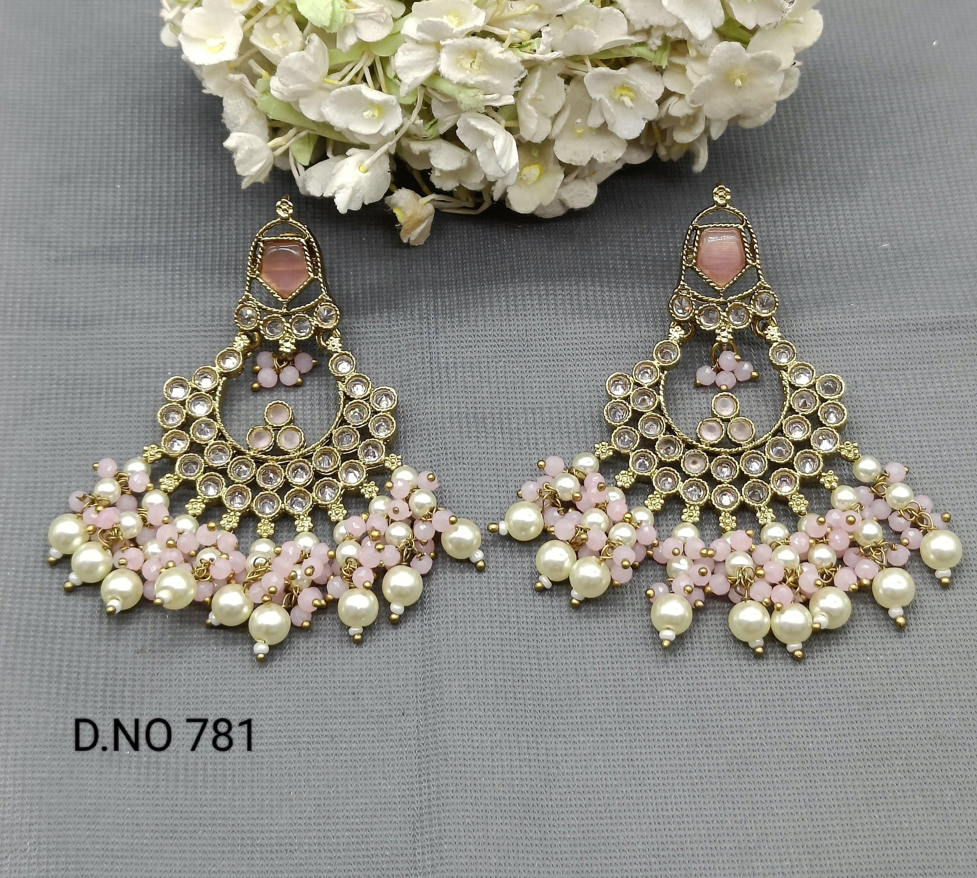 Polki Earring Mehndi Sku 781 E1 - rchiecreation