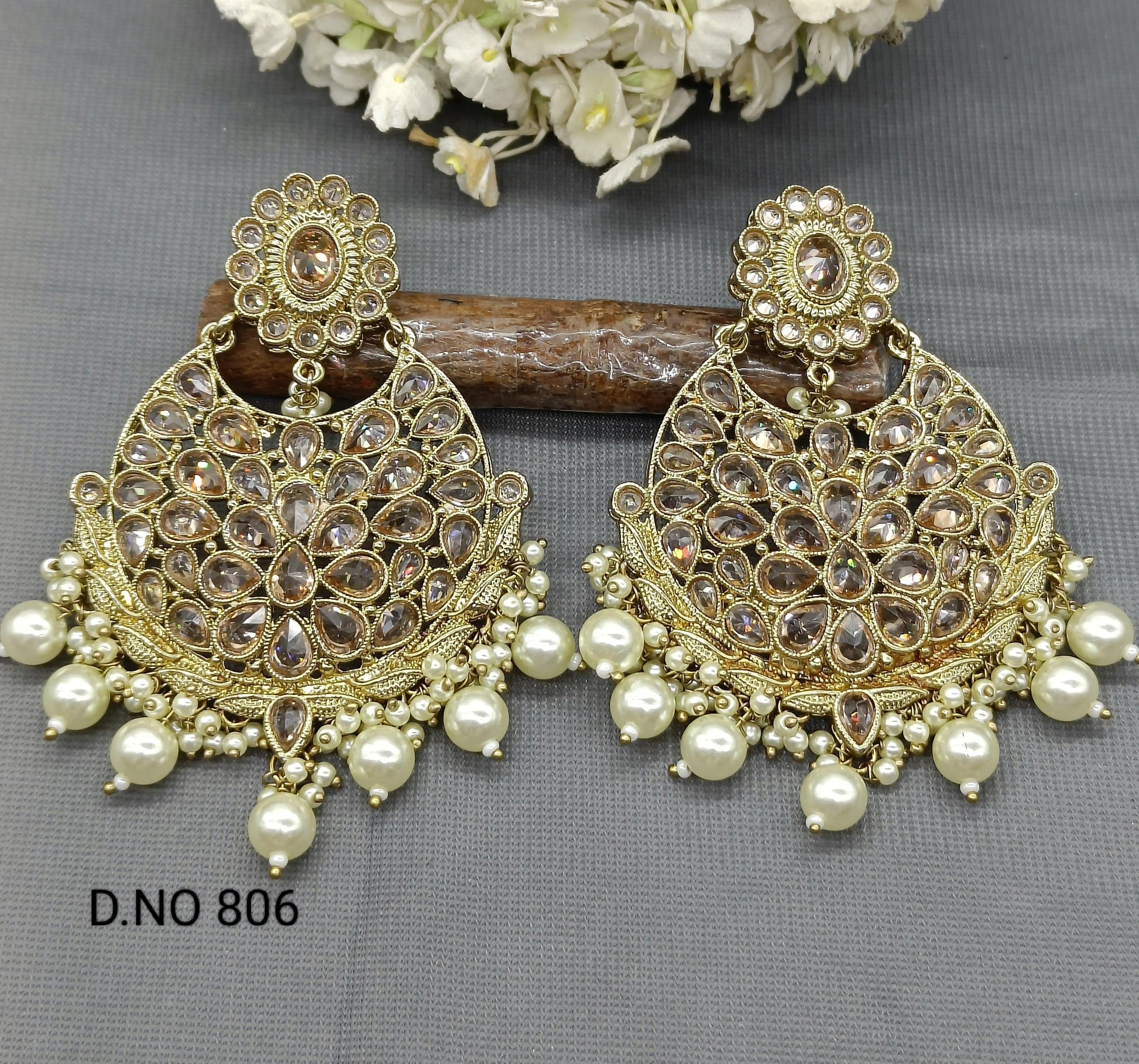 Polki Earring Mehndi Sku- 806 E1 - rchiecreation