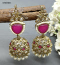 Polki Jhumki Earring Mahndi Sku 883 A4 - rchiecreation
