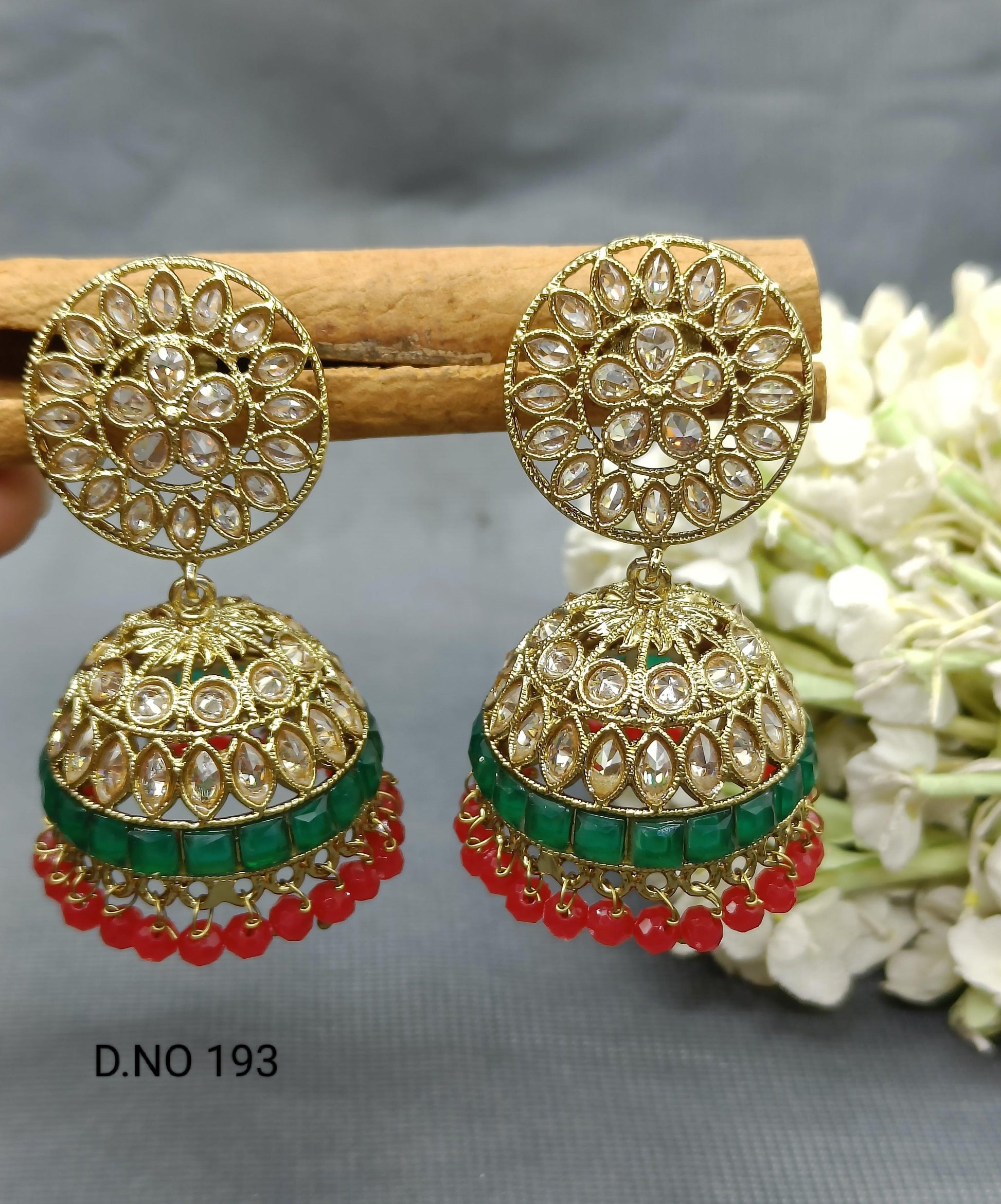 Polki Jhumki Earring SKU - 193 A3 - rchiecreation