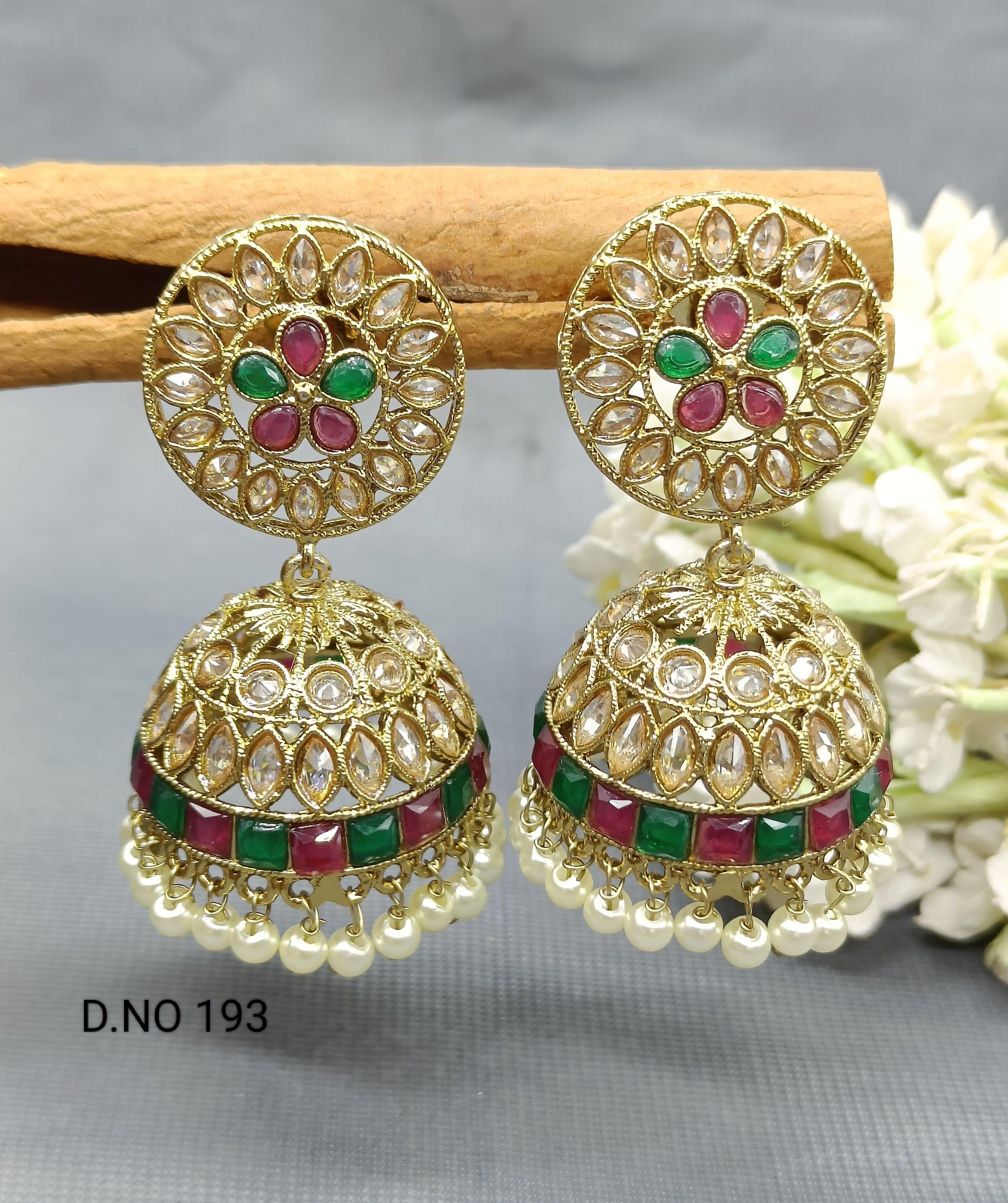 Polki Jhumki Earring SKU - 193 A3 - rchiecreation