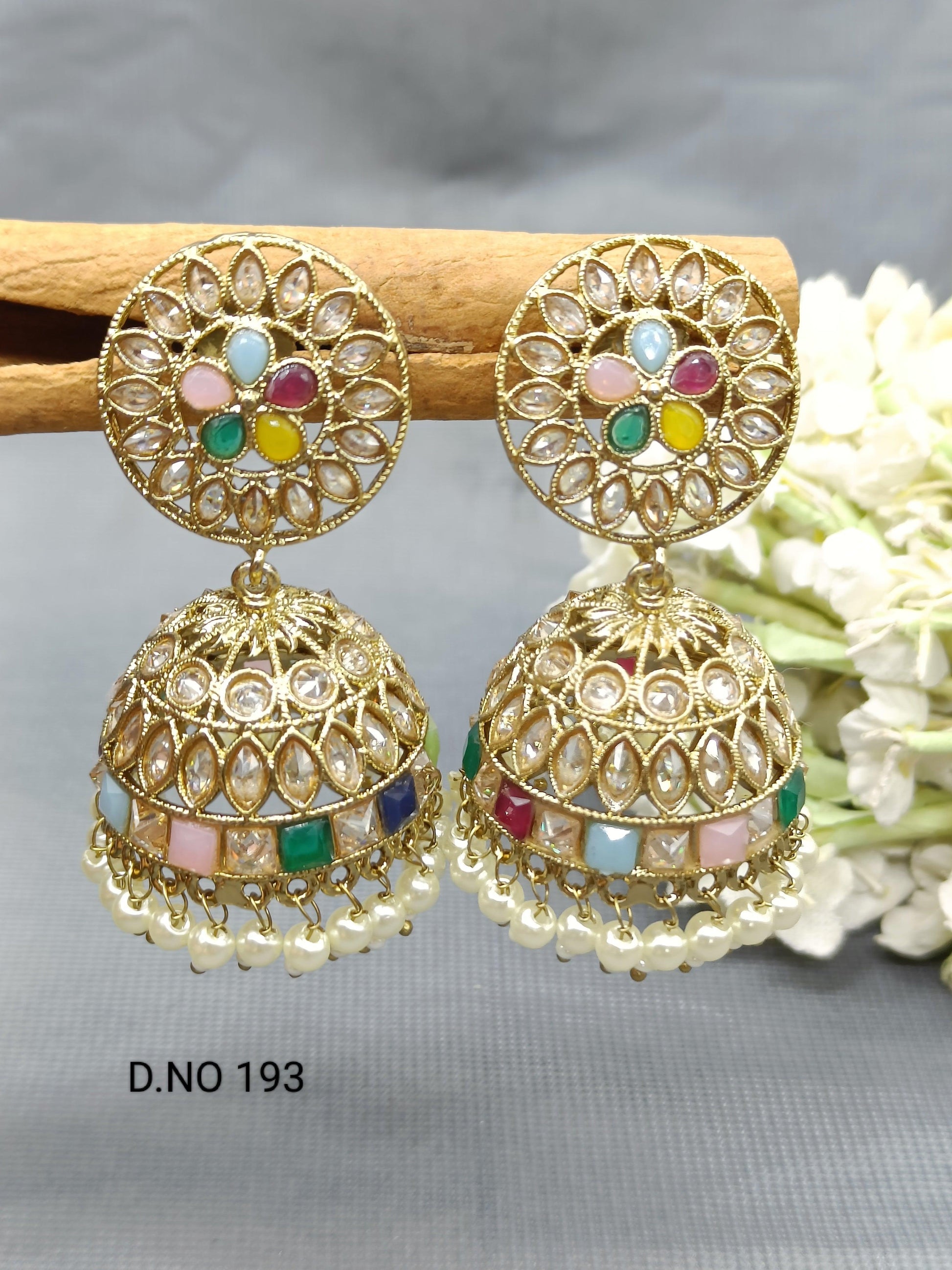 Polki Jhumki Earring SKU - 193 A3 - rchiecreation