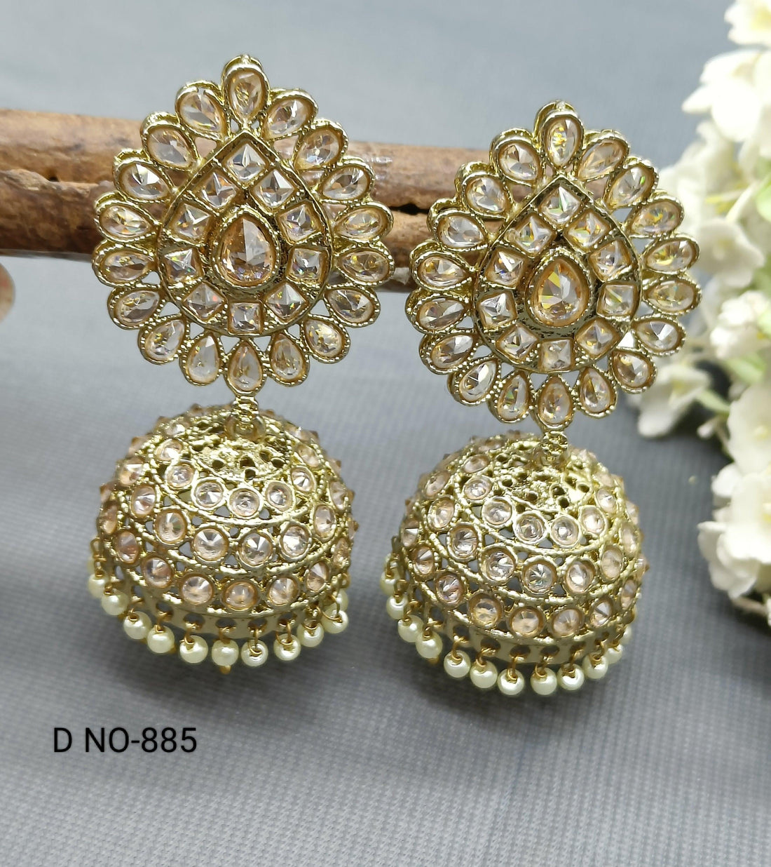 Polki Jhumki Earring Sku -885 A4 - rchiecreation
