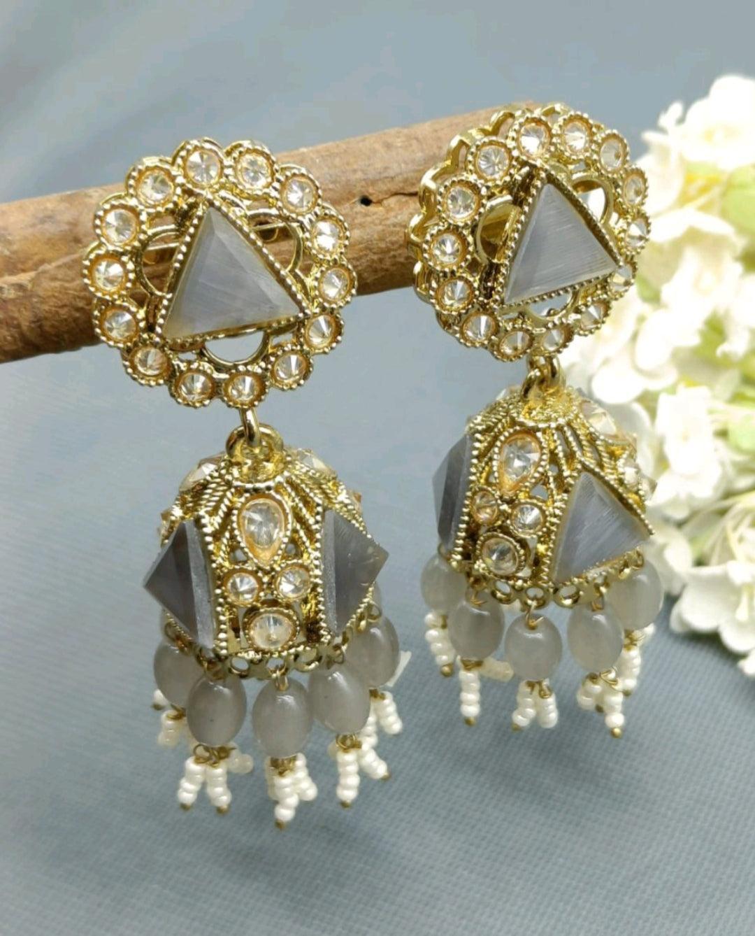 Polki Jhumki mehndi Earring Sku 245 A4 - rchiecreation