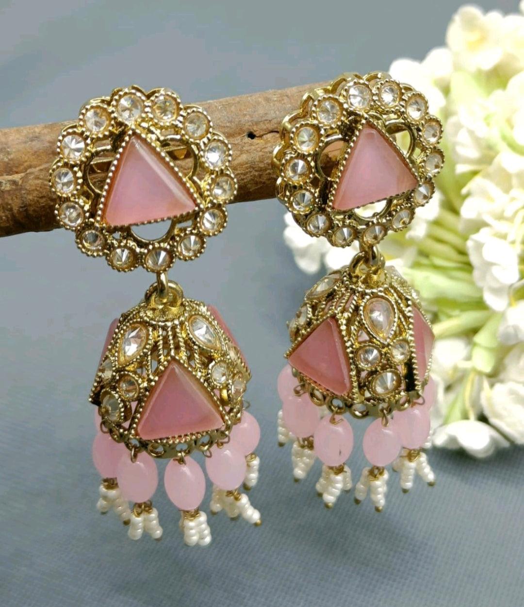 Polki Jhumki mehndi Earring Sku 245 A4 - rchiecreation