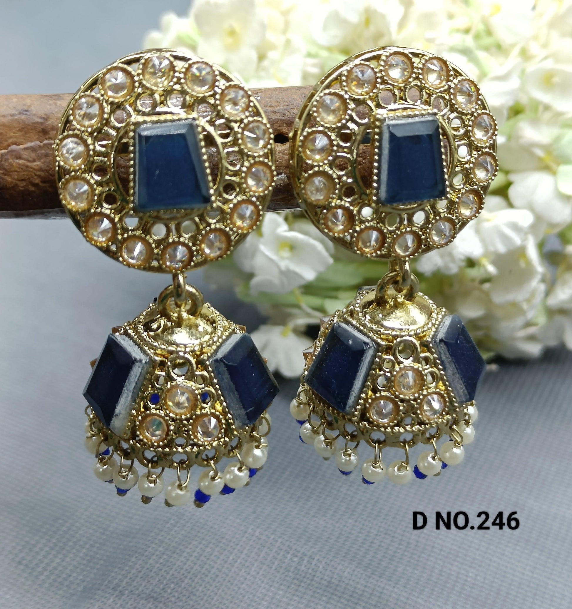Polki jhumki Mehndi Earring Sku-246 A4 - rchiecreation