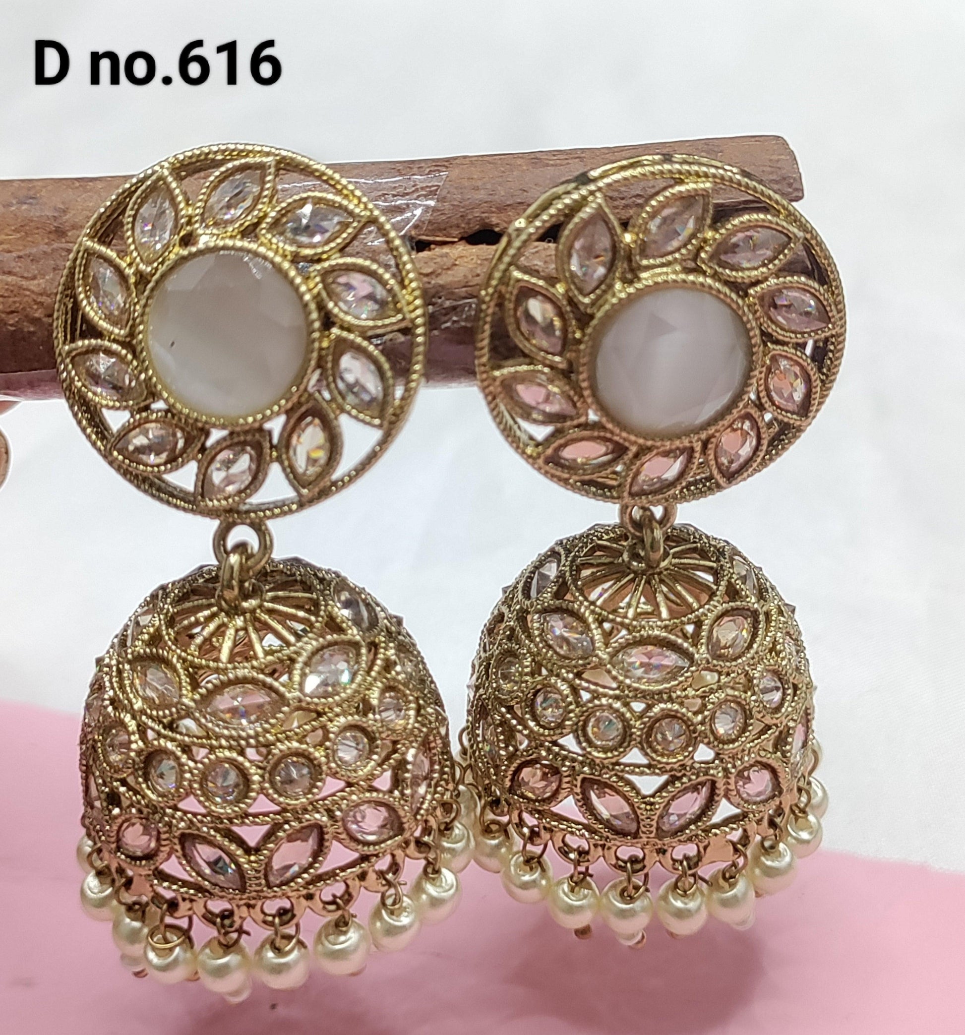 Polki Jhumki Mehndi Earring Sku-616 A4 - rchiecreation