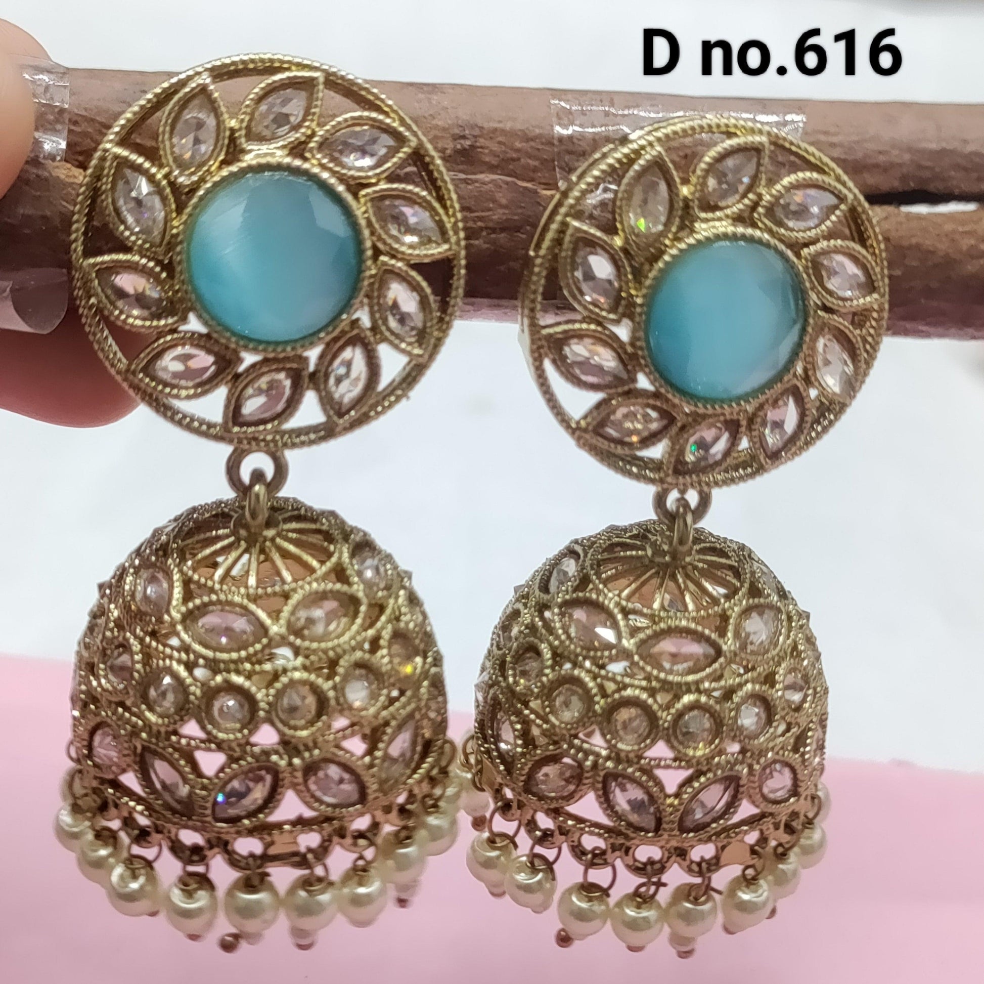 Polki Jhumki Mehndi Earring Sku-616 A4 - rchiecreation