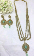 Polki Long Necklace Mehndi Set Sku- 5584 B3 - rchiecreation