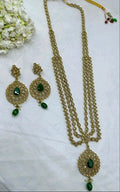 Polki Long Necklace Mehndi Set Sku- 5584 B3 - rchiecreation