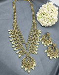 Polki Long Necklace Mehndi Set Sku-5586 B3 - rchiecreation