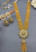 Polki Long Necklace Mehndi Set Sku-5871 B3 - rchiecreation