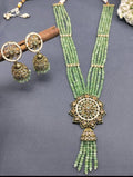 Polki Long Necklace Mehndi Set Sku-5871 B3 - rchiecreation