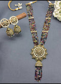 Polki Long Necklace Mehndi Set Sku-5871 B3 - rchiecreation