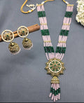 Polki Long Necklace Mehndi Set Sku-5871 B3 - rchiecreation