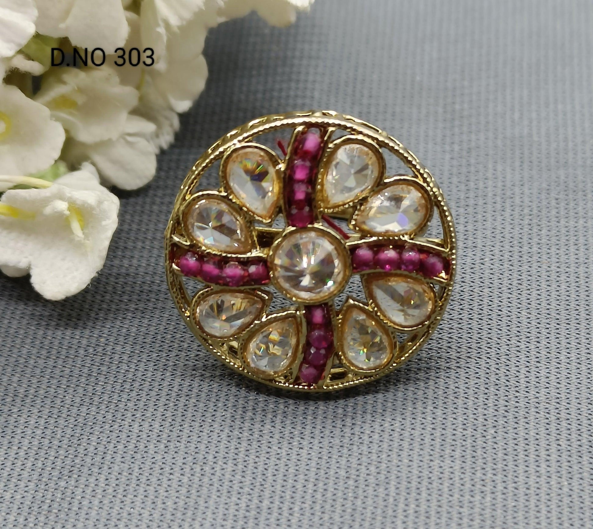Polki Mehandi Finger Ring SKU 303 E2 - rchiecreation