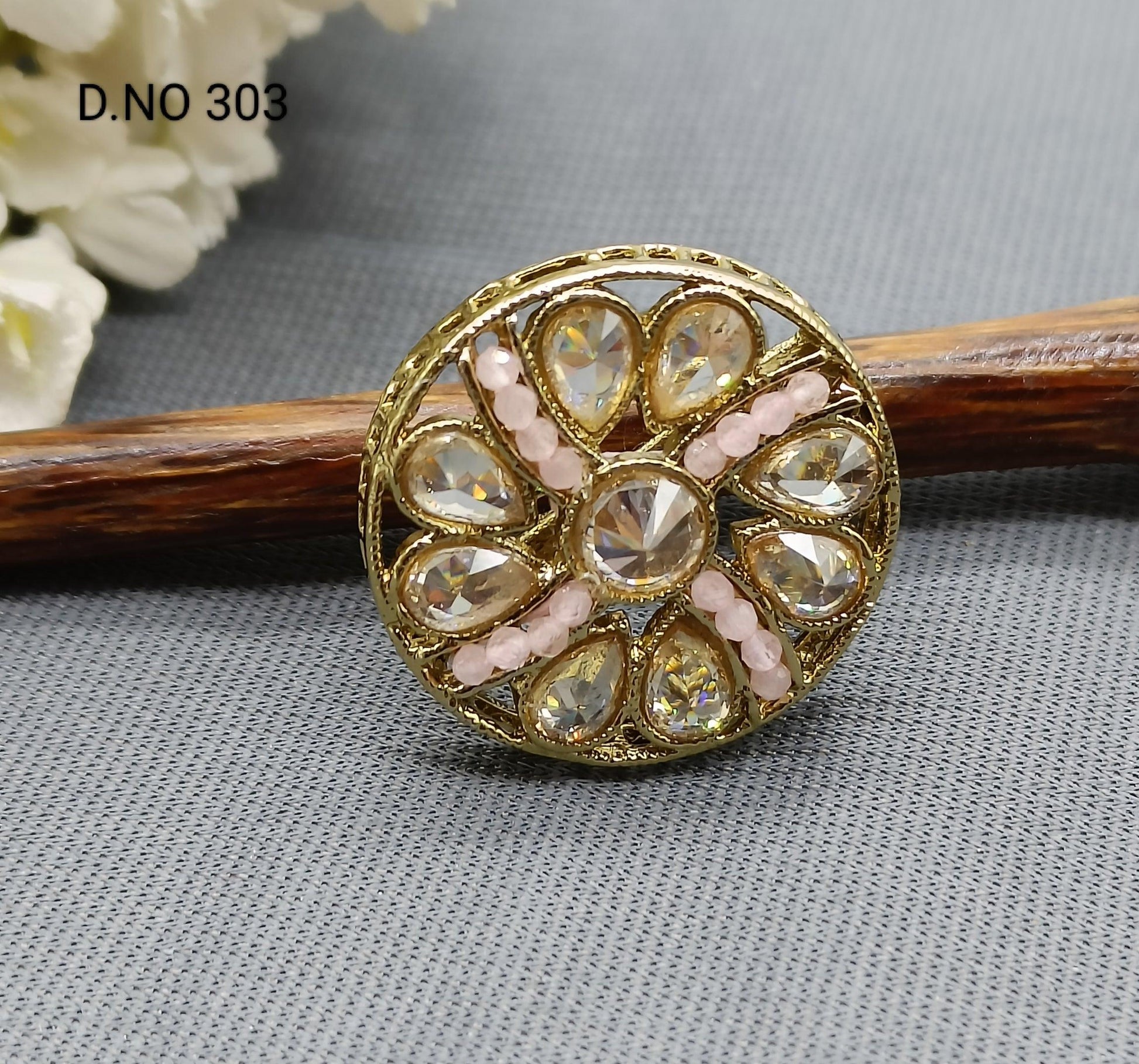 Polki Mehandi Finger Ring SKU 303 E2 - rchiecreation