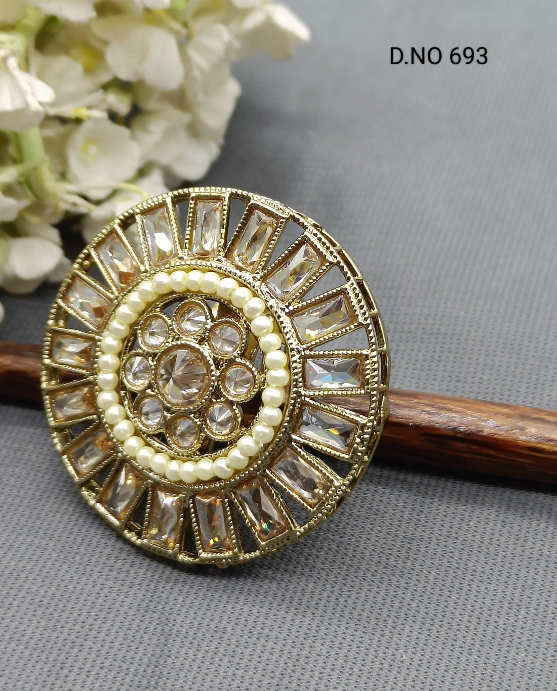 Polki Mehandi Finger Ring SKU 693 E2 - rchiecreation