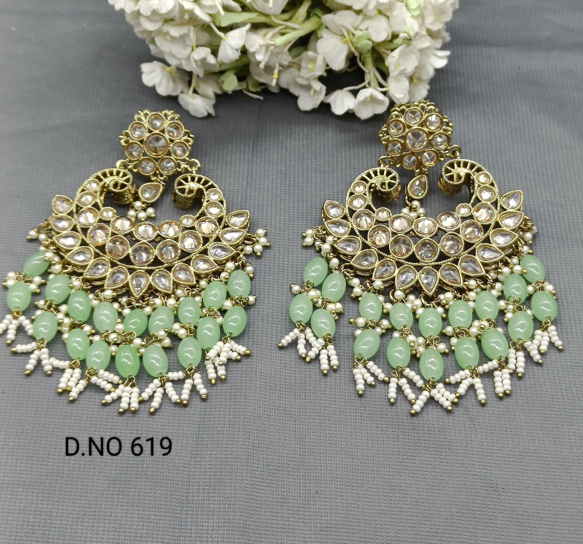 Polki Mehndi Earring Sku- 619 A1 - rchiecreation