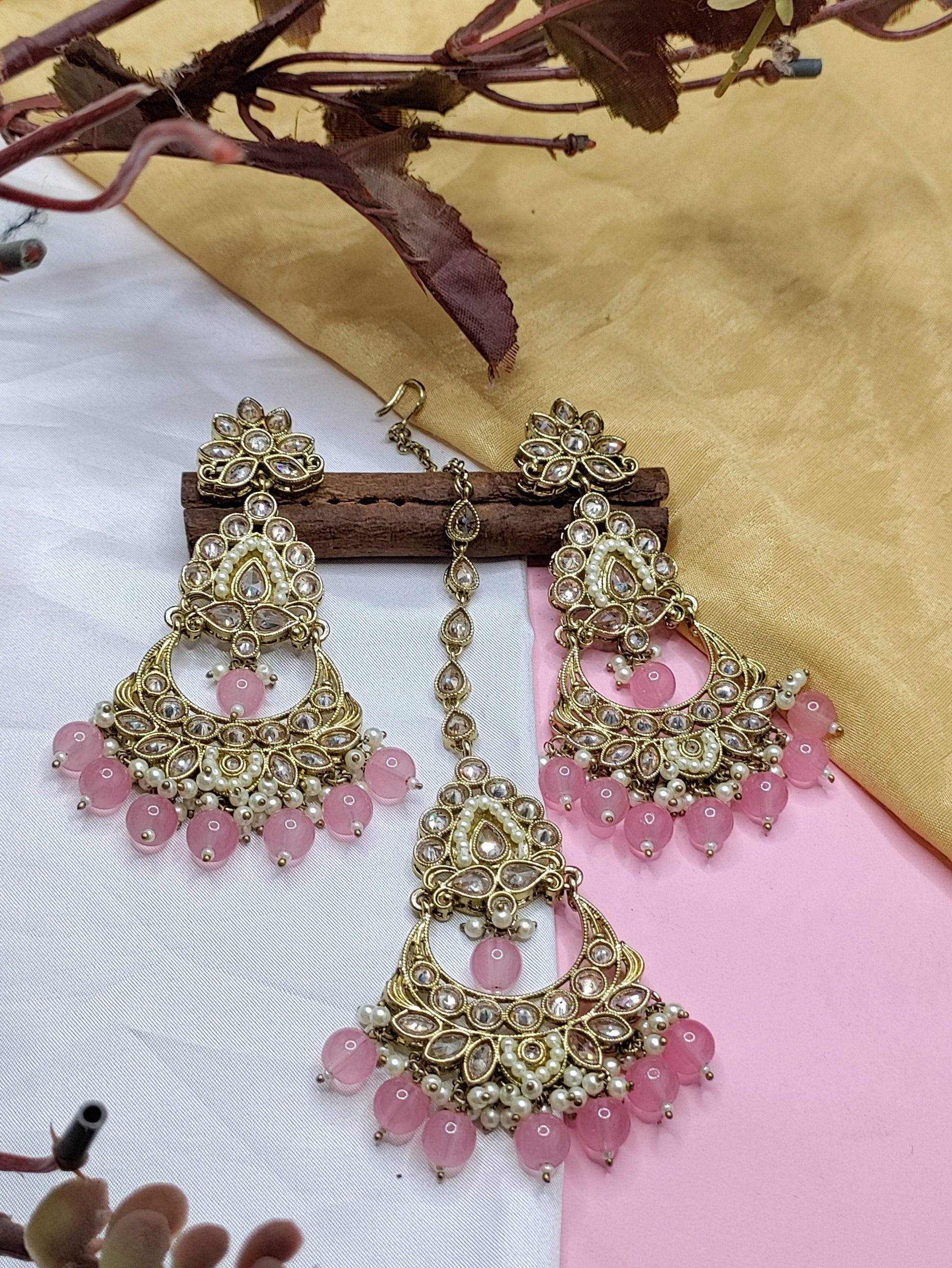 Polki Mehndi Earring Sku-772 A1 - rchiecreation