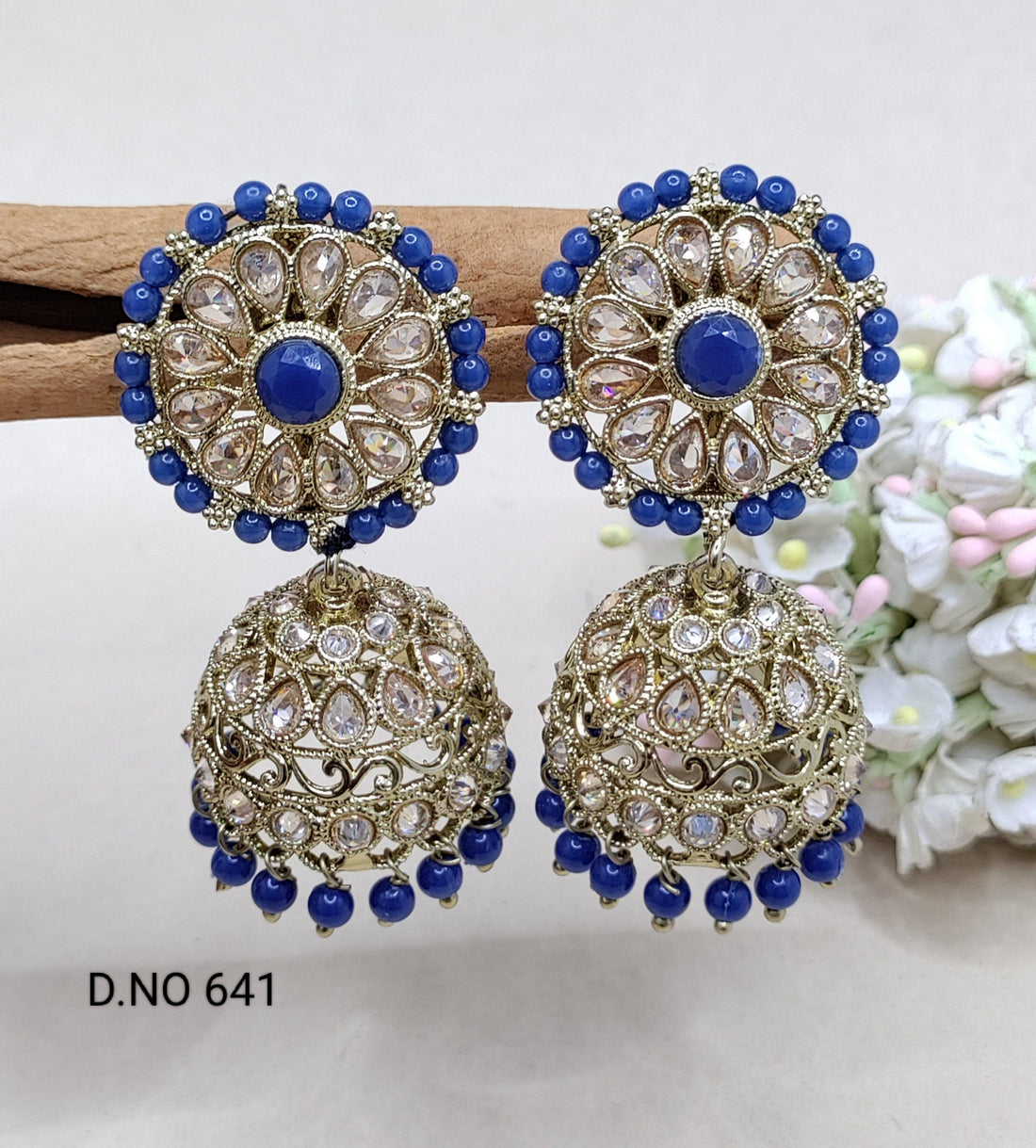Polki Mehndi Jhumki Earring Sku 641 A3 - rchiecreation