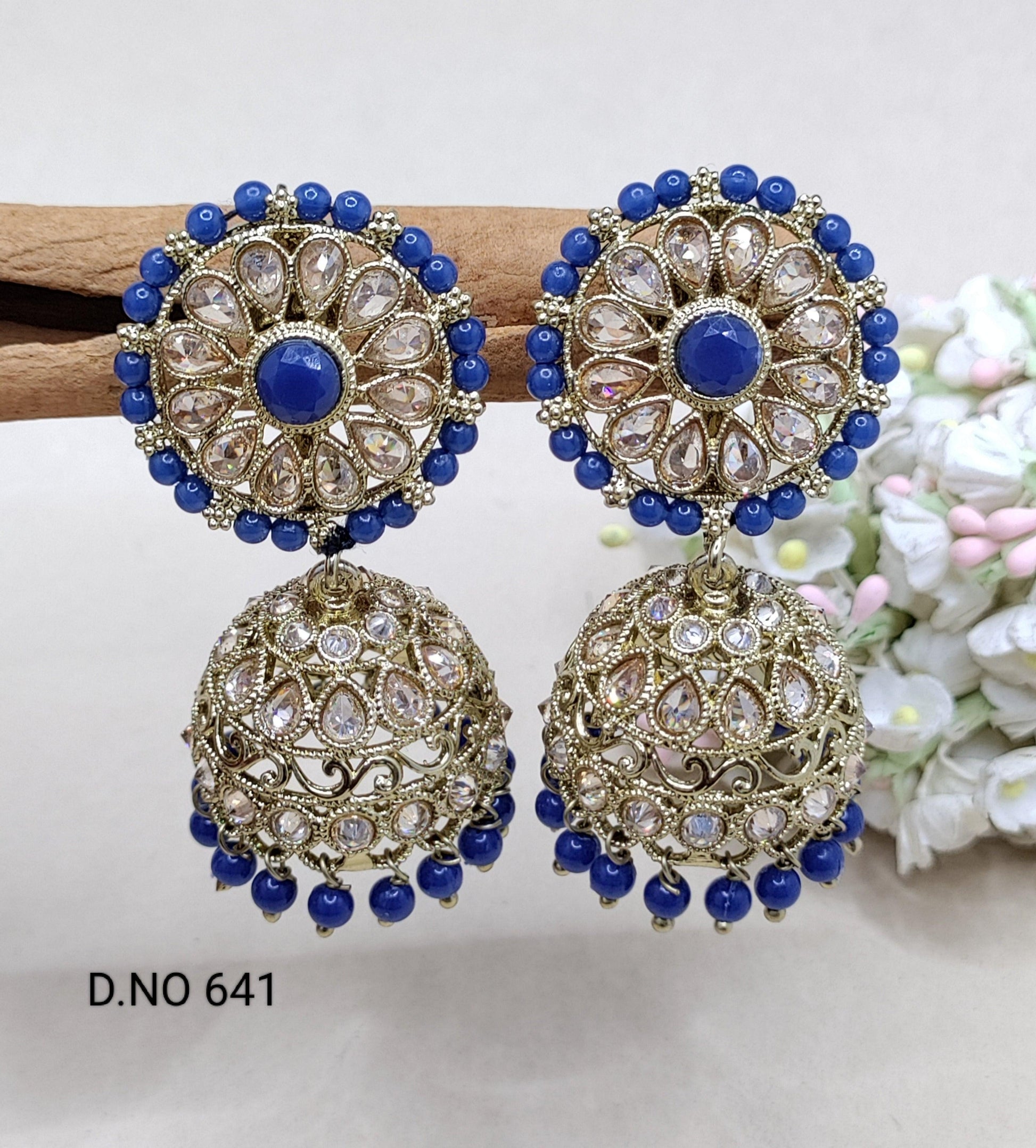 Polki Mehndi Jhumki Earring Sku 641 A3 - rchiecreation