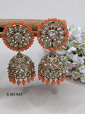 Polki Mehndi Jhumki Earring Sku 641 A3 - rchiecreation