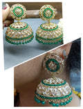 Polki Mehndi Jhumki Earring Sku 874 A3 - rchiecreation