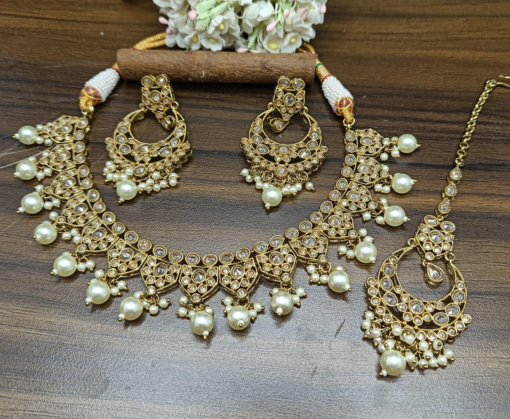 Polki Necklace Mehndi Set Sku-1178 B1 - rchiecreation
