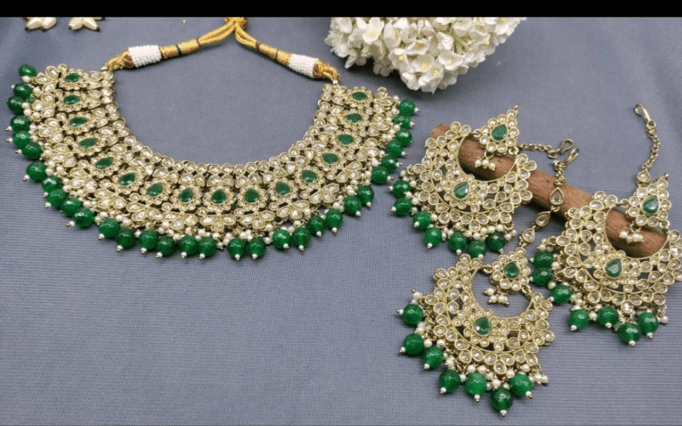 Polki Necklace Mehndi Set Sku 5027 B2 - rchiecreation