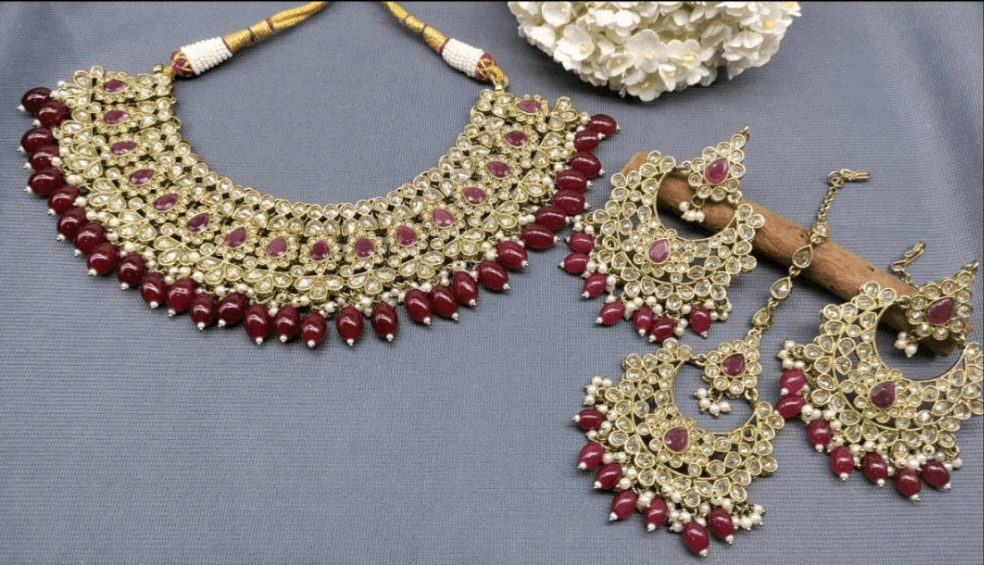 Polki Necklace Mehndi Set Sku 5027 B2 - rchiecreation
