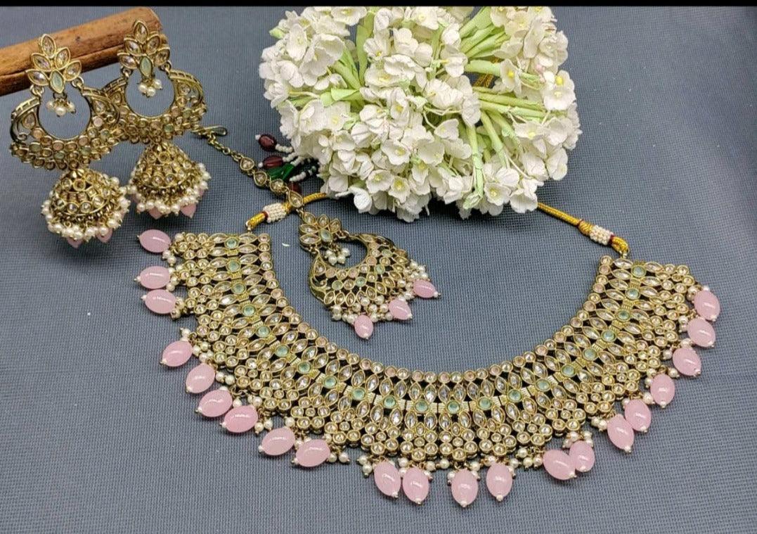 Polki Necklace Mehndi Set Sku-5535 B2 - rchiecreation
