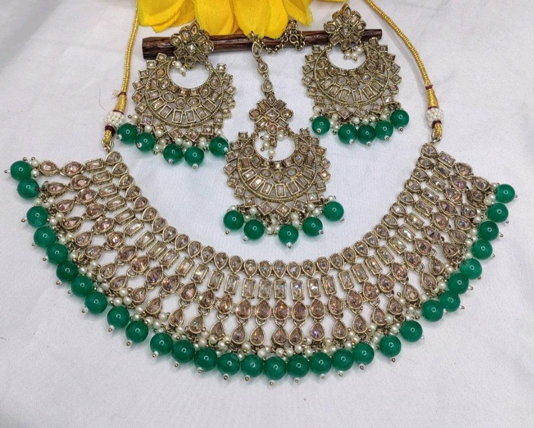 Polki Necklace Mehndi Set Sku-5570. B2 - rchiecreation