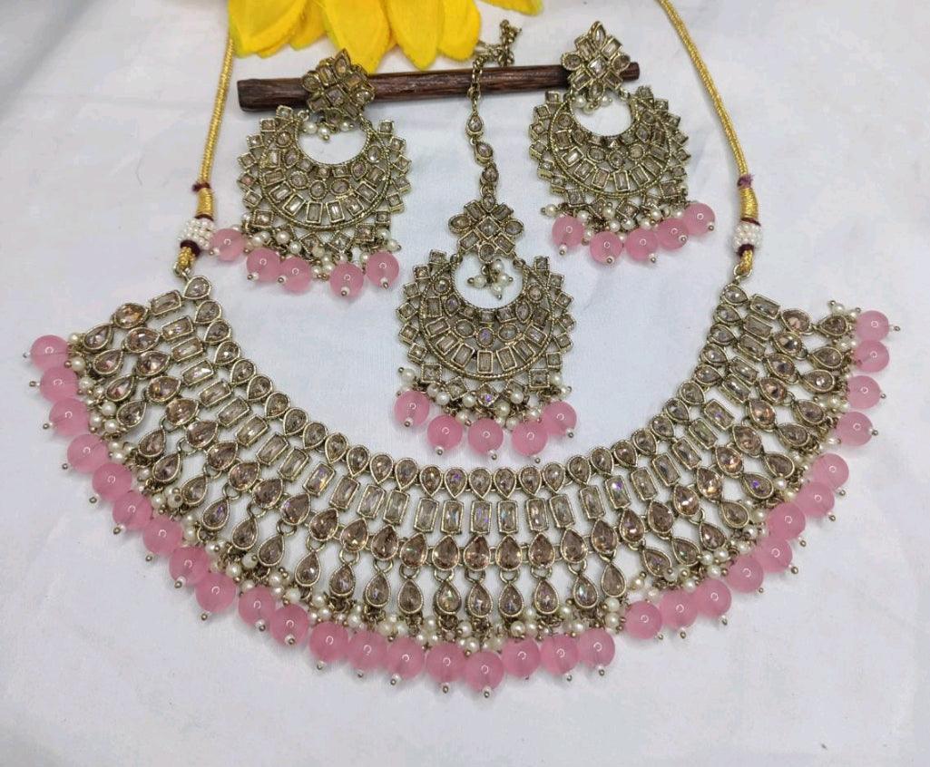 Polki Necklace Mehndi Set Sku-5570. B2 - rchiecreation