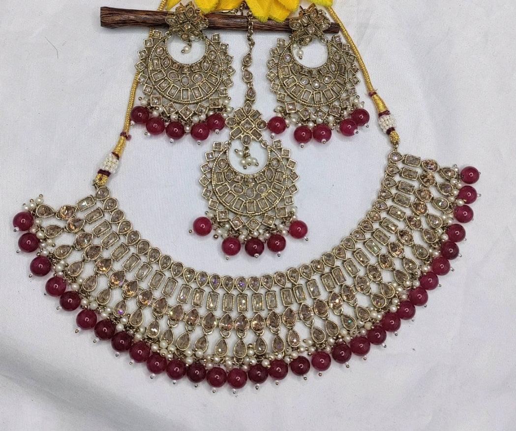 Polki Necklace Mehndi Set Sku-5570. B2 - rchiecreation